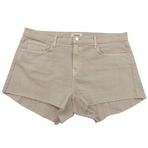 L'agence Jean Shorts Womens 32 Beige Stretch Raw Hem High Rise Cut Off Outdoor
